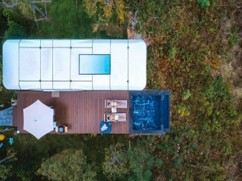 tiny house with balcony for sale with biometric locks