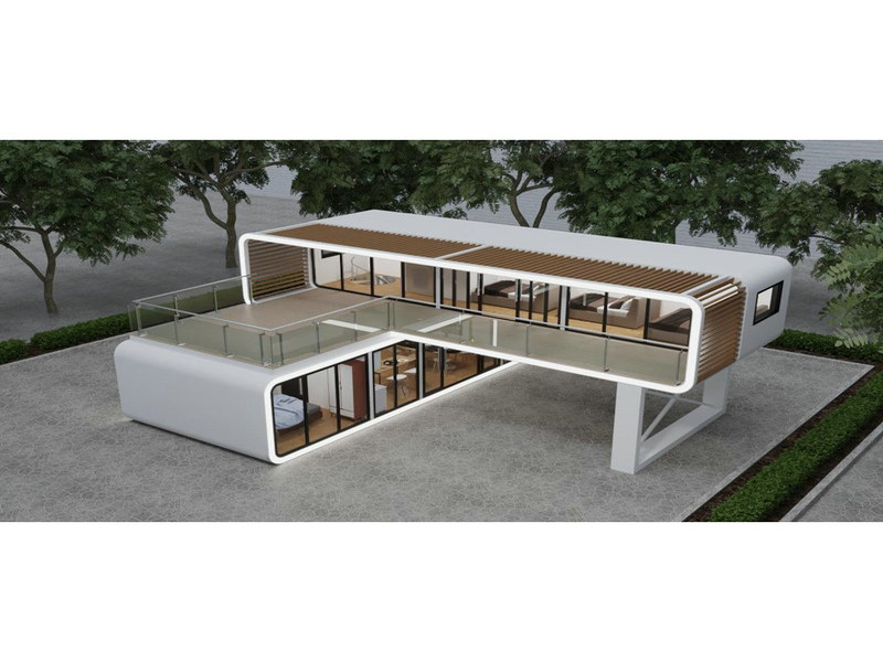 Prefabricated glass container house resources for coastal cliff sides